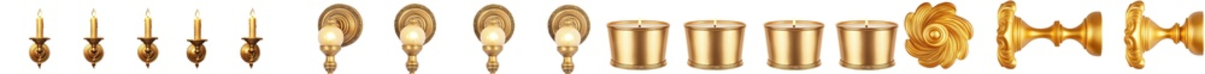 Poster - Clipart collection featuring modern wall sconce icons isolated on transparent backgrounds