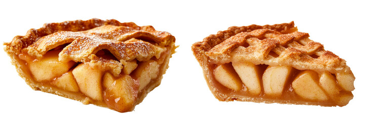 Poster - Isolated apple pie slice on a transparent or white background, provided as a png image