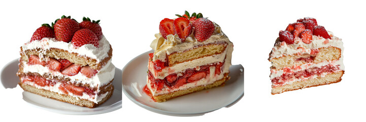Poster - An isolated slice of vanilla cake on a transparent or white background is available in png