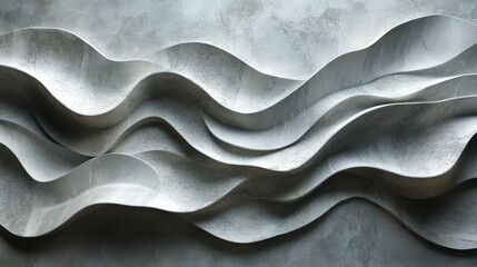 Wall Mural - abstract three dimensional waves of grey material are featured in the image