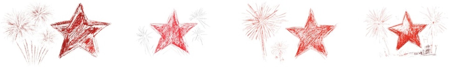 Aufkleber - A star made from grunge scribbles, colored with a red marker, is set against a plain white textured background