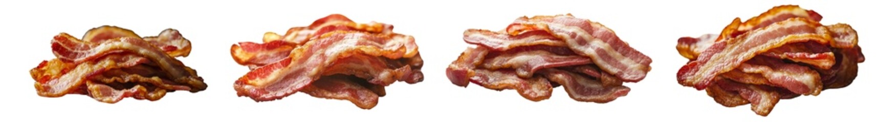 Poster - Fried food, such as fried bacon, is shown isolated on a transparent background