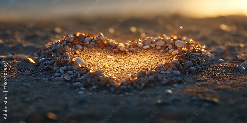 Heart Behind Shell there is a heart made out of shells on the beach Stock Illustration ...