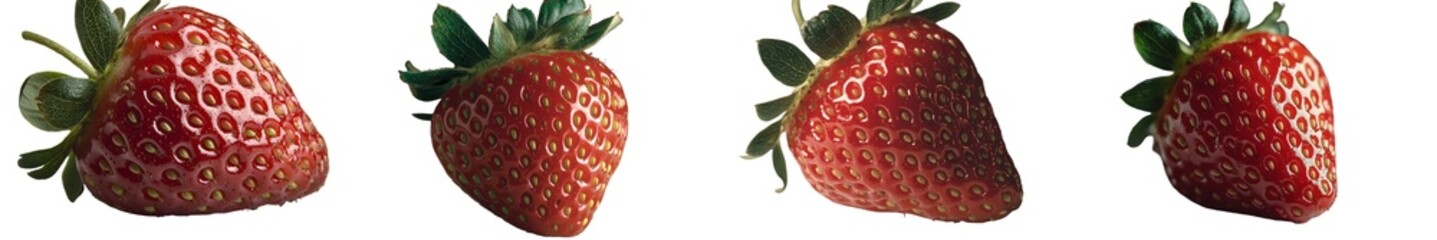 Poster - On a white background, a lone strawberry is prominently displayed