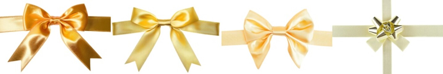 Aufkleber - A lovely golden bow, crafted from ribbon, is perfect for gift wrapping and decoration, with a transparent background and available in png