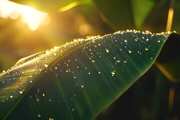 Wall Mural - water drops on a leaf