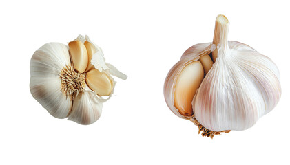 Poster - Fresh garlic is depicted in isolation on a transparent background as a png file