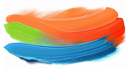 Poster - Vibrant orange, green, blue brushstrokes blending into energetic abstract painting composition