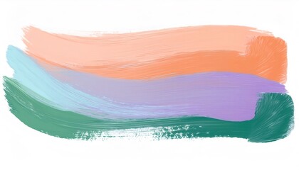 Poster - Wide brushstrokes in peach, light blue, lavender, and teal create a dynamic abstract composition