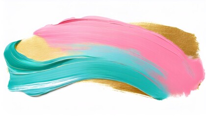 Poster - Pastel brushstrokes swirling dynamically, blending pink, turquoise, gold across ivory canvas