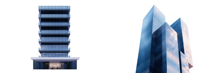 Poster - An isolated business skyscraper on a white background is used to represent a business center, such as a stock exchange or financial hub