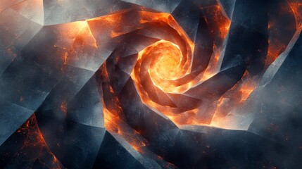 Wall Mural - a swirling abstract pattern with a glowing fiery core