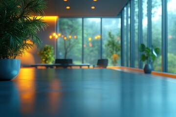 Poster - Lush indoor greenery fills a modern sunlit room blurring the line between inside and out creating a tranquil atmosphere