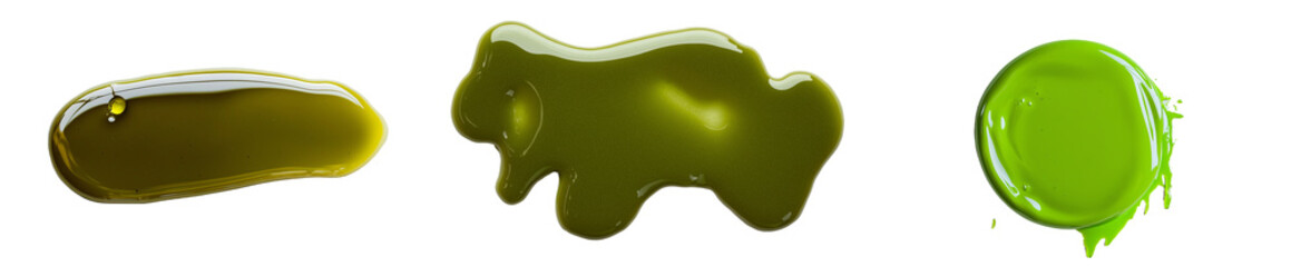 Aufkleber - Kiwi juice forms an isolated puddle on a white background, photographed from the top and incorporating a clipping path