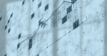 Poster - Rising line chart with numerical data and animation on abstract background