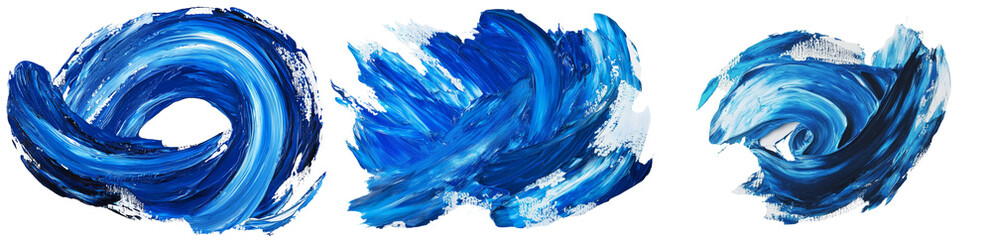 Poster - The blue grunge effect is achieved with oil paint brush strokes on a plain white background