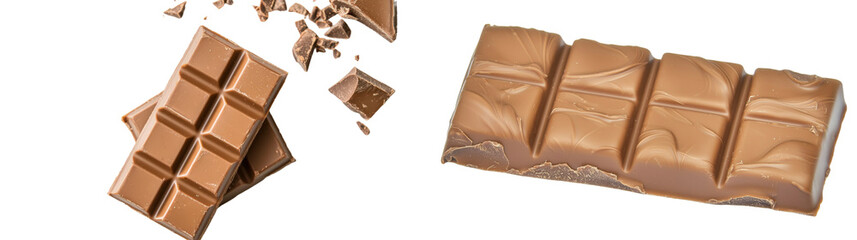 Poster - The texture of chocolate bars is shown isolated on a white background