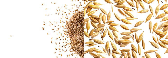 Poster - Sunflower seeds that have been hulled are shown on white