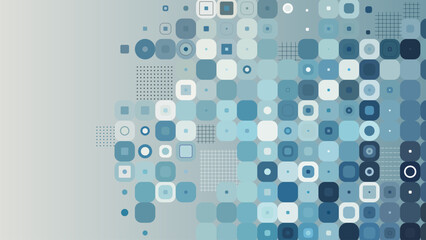 Fototapete - Abstract Geometric Background with Blue Square and Grid Pattern