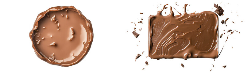 Poster - On a white background, there is an isolated puddle of milk that is chocolate and has been spilled