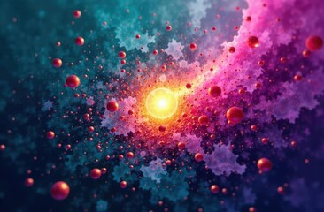 Wall Mural - kaleidoscope of geometric shapes, some sharp and fragmented, others smooth and flowing.
