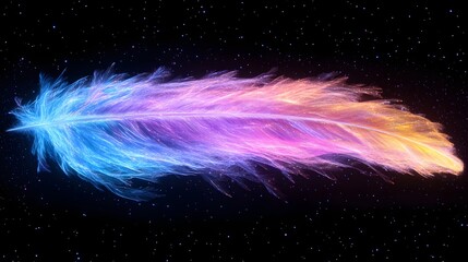 Poster - Colorful Stellar Feather Design Against a Starry Background