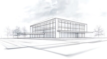 Poster - Modern architectural blueprint showcasing design and details of a contemporary building.