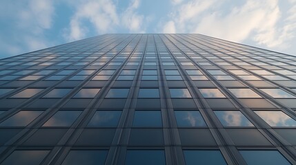 Poster - Close-up image of a skyscraper showcasing architectural details and geometric design elements.