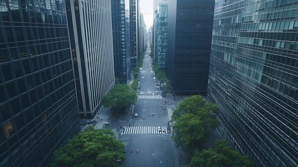 Poster - Aerial view of a city intersection featuring buildings and streets, captured in vibrant detail.