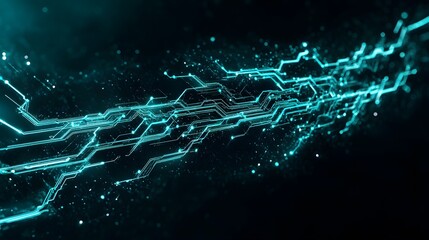 Fototapete - Futuristic Circuit Design with Ethereal Blue Glow and Motion Effect