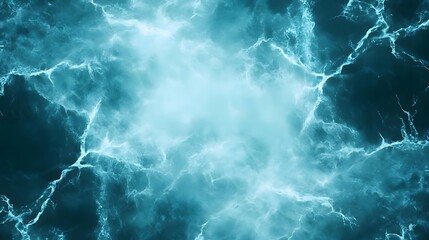 Poster - Abstract Turbulent Blue Cloud with Glowing Electric Lightning Effects