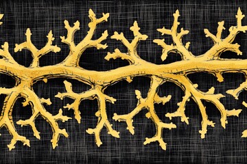 Poster - Abstract gold branches textured on dark backdrop contemporary design