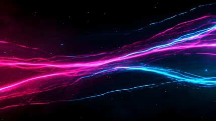 Fototapete - Electric Blue and Pink Light Trails on Dark Background for Design
