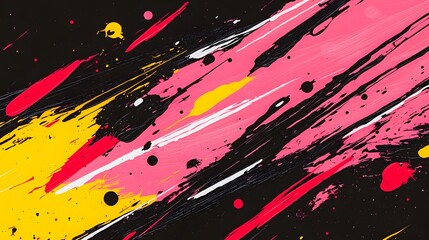 Poster - Vibrant Abstract Paint Splashes in Bold Colors on Dark Background