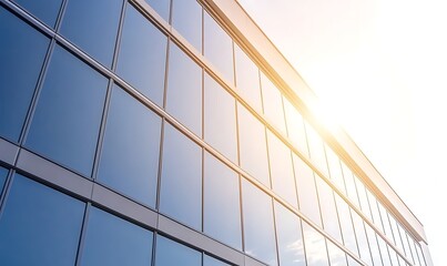 Poster - Close-up image of a modern office tower reflecting in a glass surface.