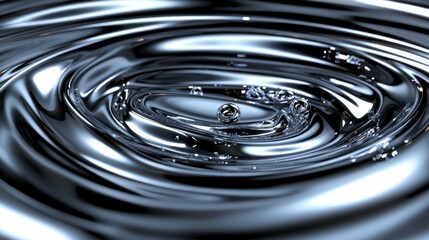 Poster - close up view of swirling, dark gray liquid with small, reflective bubbles. the liquid creates conce