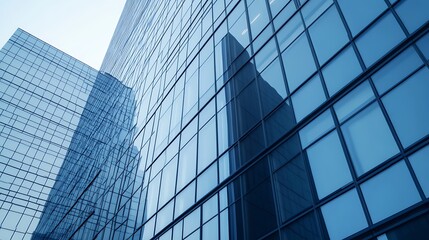 Poster - Close-up shot of a corporate skyscraper showcasing modern architecture and design.