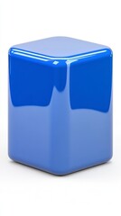 Poster - glossy blue cube on white background. 3d rendering of a shiny, smooth cube with subtle light reflect