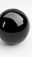 Poster - a glossy, black sphere against a bright white background, showcasing a smooth, reflective surface wi