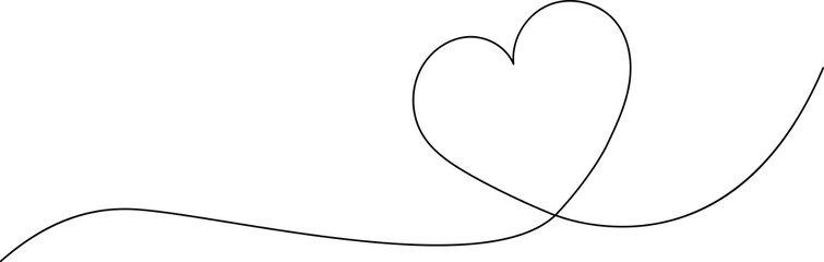 Heart continuous line drawing. Single hand drawn contour heart, love, romance, wedding. Shape heart lineart. Single lineart sketch heart. Symbol love. Heart fashion Simple icon on white background.