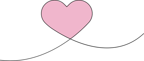 Heart continuous line drawing. Single hand drawn contour heart, love, romance, wedding. Shape heart lineart. Single lineart sketch heart. Symbol love. Heart fashion Simple icon on white background.