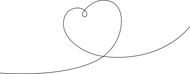 Heart continuous line drawing. Single hand drawn contour heart, love, romance, wedding. Shape heart lineart. Single lineart sketch heart. Symbol love. Heart fashion Simple icon on white background.
