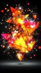 Poster - abstract geometric composition with vibrant colors and glitter effects