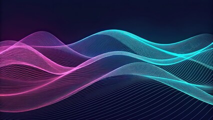 Poster - abstract colorful wave pattern in blue and purple hues, perfect for modern designs 