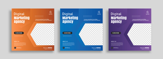 Wall Mural - digital marketing agency business promotion social media post template.