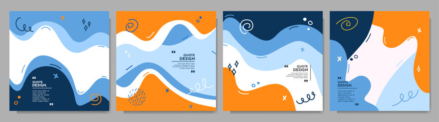 Poster - Vector illustration. Hand drawn memphis pattern doodle shapes and lines. Colorful childish background. Design elements for social media, web banner, square background. Trendy abstract style