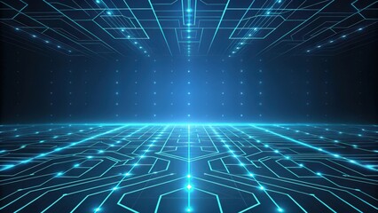 Poster - futuristic digital technology with interconnected circuits and glowing lines, creating a sense of innovation and progress