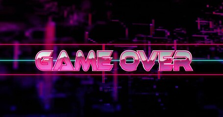 Aufkleber - Animation of Game Over text glowing on dark digital circuit background