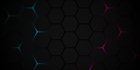 Luxury Black Hexagonal Network for Business Branding. Futuristic Digital Cyber Grid with Glowing Hexagons. Vector. Hexagon. Technology. 