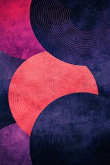 Poster - abstract composition with vibrant circles and textured background in complementary colors